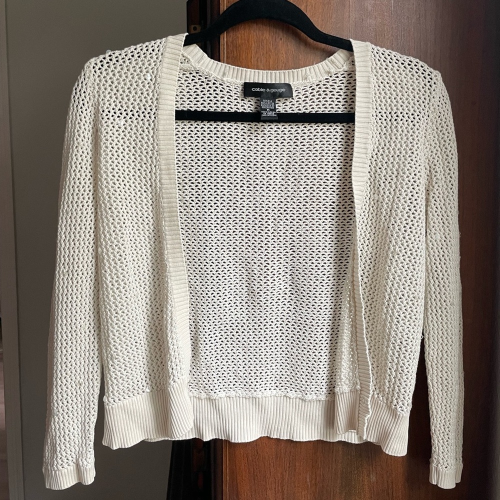 Cable & Gauge silk Off-White Open-Knit Cardigan women’s size medium